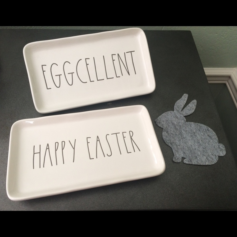 Rae Dunn spring Eggcellent & Happy Easter trays 🐣